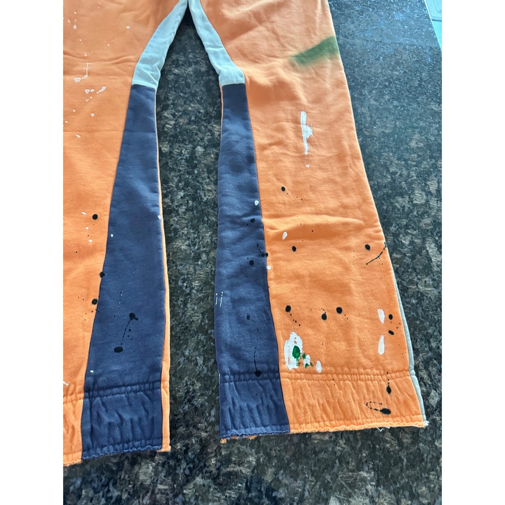 Gallery Dept Flare Sweatpants Orange Paint Splatter Josue Thomas Mens Large L - Picture 10 of 16